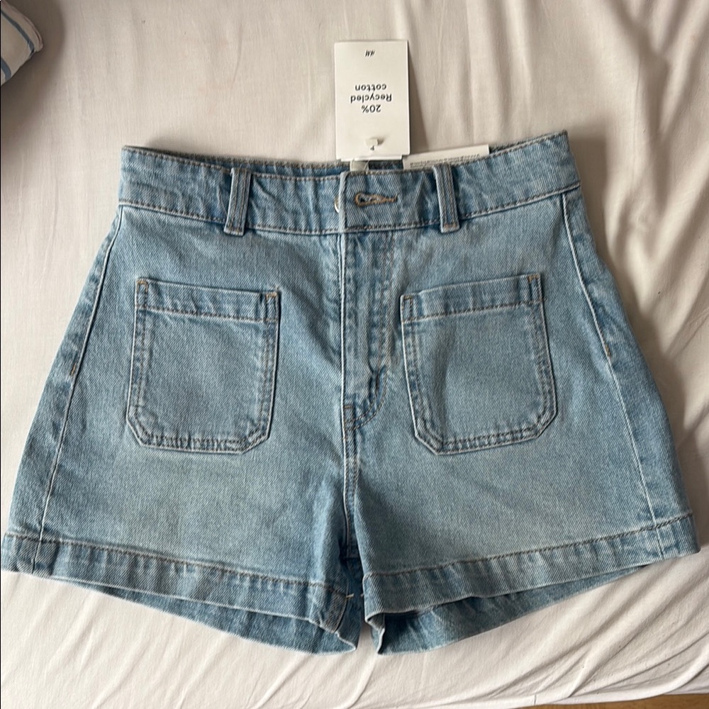 H&M Blue Jean Shorts High-Waisted Tailored Look